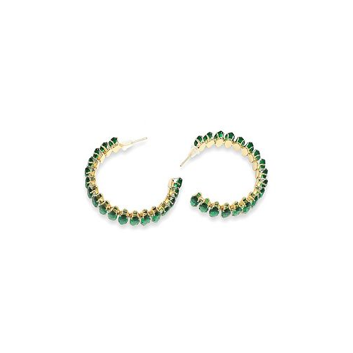 SOHI Womens Green Embellished Hoop Earrings