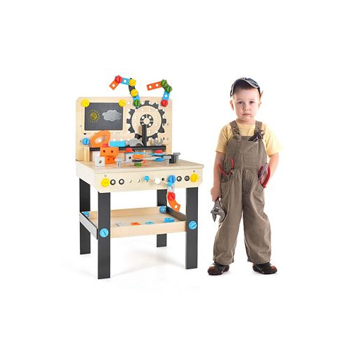 Costway Kids Tool Bench Pretend Play Workbench with Tools Set & Realistic Accessories
