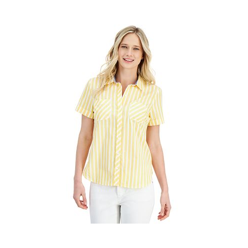 Nautica Jeans Womens Seaport Striped Button-Down Camp Shirt