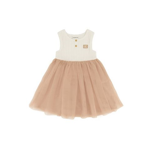 Calvin Klein Little Girls One Piece Fit-and-Flare Sleeveless Ribbed and Tulle Dress