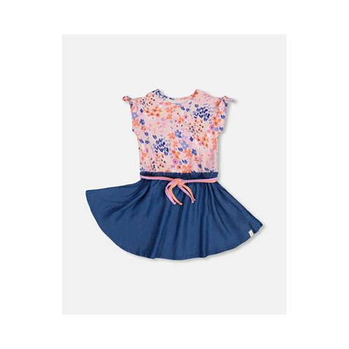 Deux par Deux Girl Printed And Chambray Bi-Material Dress Lavender - Toddler Child