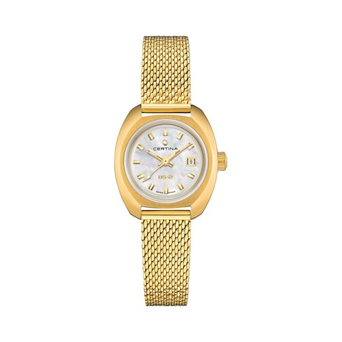 Certina Womens Swiss Automatic DS-2 Lady Gold PVD Stainless Steel Mesh Bracelet Watch 28mm