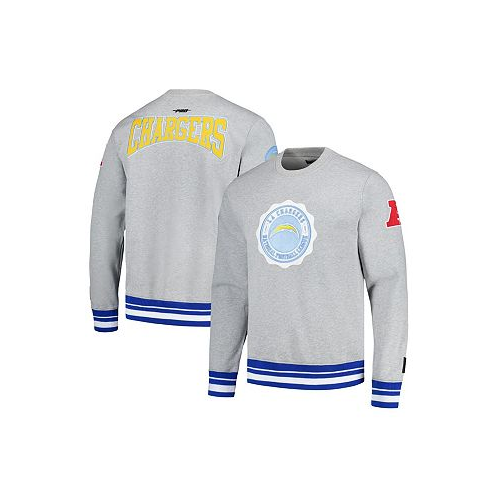 Pro Standard Mens Heather Gray Los Angeles Chargers Crest Emblem Pullover Sweatshirt