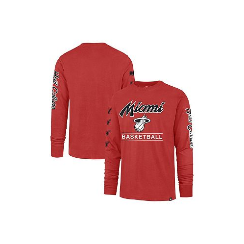 47 Brand Mens Red Miami Heat 2023/24 City Edition Triplet Franklin Long Sleeve T-shirt