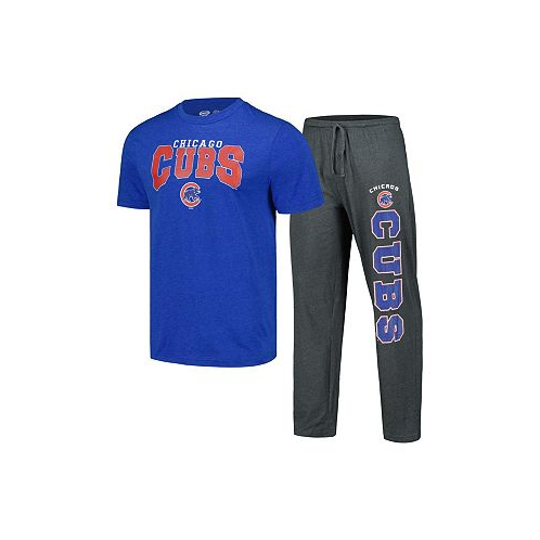 Concepts Sport Mens Charcoal Royal Chicago Cubs Meter T-shirt and Pants Sleep Set