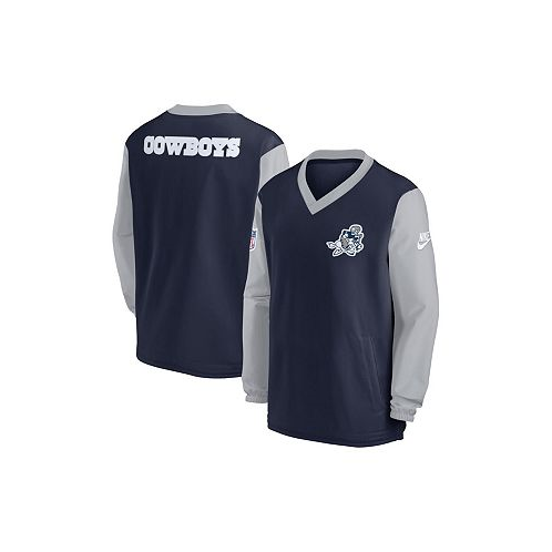 Nike Mens Navy Dallas Cowboys 2023 Sideline V-Neck Pullover Windshirt