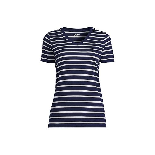 Lands End Womens Relaxed Supima Cotton Short Sleeve V-Neck T-Shirt