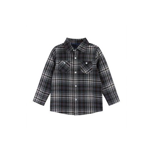 Andy & Evan Toddler/Child Boys Browns & Blue Plaid Flannel Button-down shirt