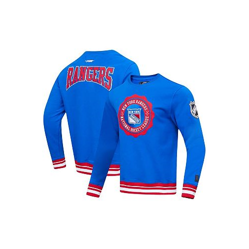 Pro Standard Mens Blue New York Rangers Crest Emblem Pullover Sweatshirt