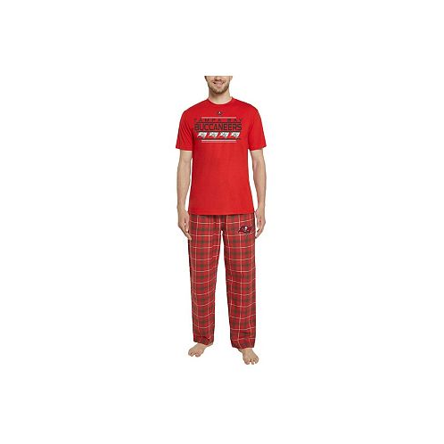 Concepts Sport Mens Red Pewter Tampa Bay Buccaneers Arctic?T-shirt and Flannel Pants Sleep Set