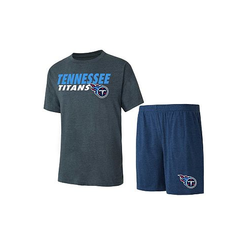 Concepts Sport Mens Navy Charcoal Tennessee Titans Meter T-shirt and Shorts Sleep Set