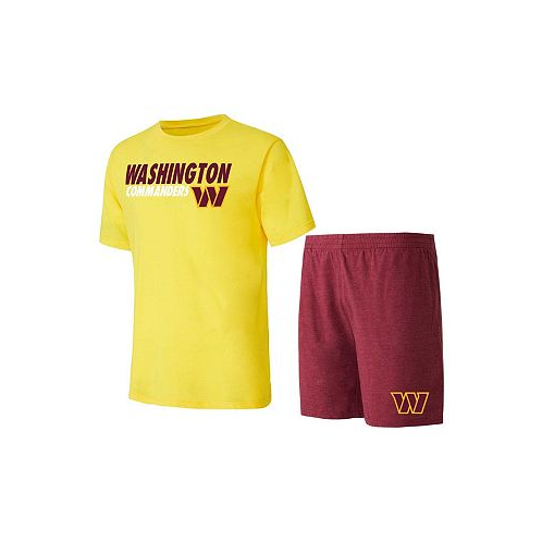 Concepts Sport Mens Burgundy Gold Washington Commanders Meter T-shirt and Shorts Sleep Set