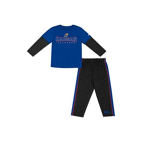 Colosseum Toddler Boys Royal Black Kansas Jayhawks Long Sleeve T-shirt and Pants Set