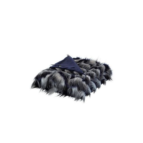 Cozy Tyme Caron Faux Feather Fur Throw 50x60 Navy