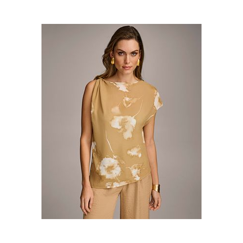 Donna Karan Womens Sleeveless Printed Top