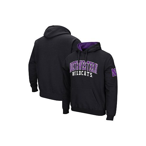 Colosseum Mens Black Northwestern Wildcats Double Arch Pullover Hoodie