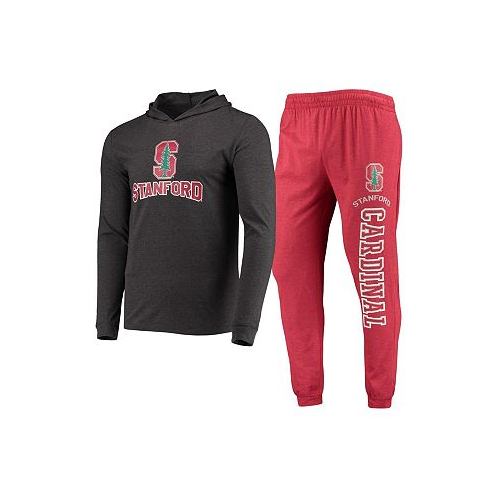 Concepts Sport Mens Cardinal Heather Charcoal Stanford Cardinal Meter Long Sleeve Hoodie T-shirt and Jogger Pajama Set