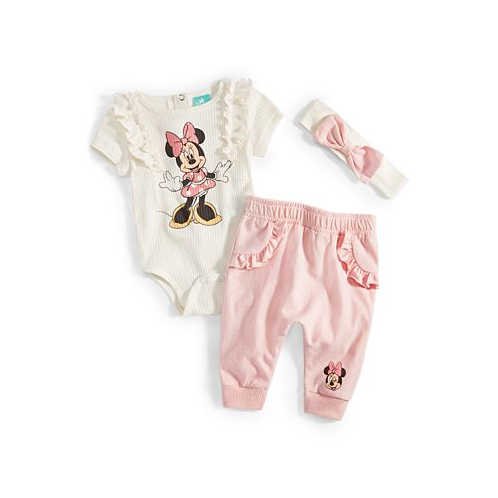 Disney Baby Girls Minnie Mouse Bodysuit Headband & Pants 3 Piece Set