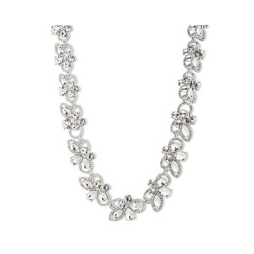 Givenchy Silver-Tone Crystal Petal All-Around Collar Necklace 16 + 3 extender