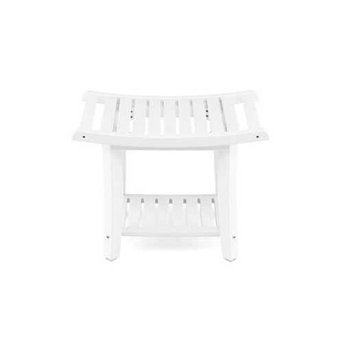 Slickblue Waterproof Bath Stool with Curved Seat and Storage Shelf