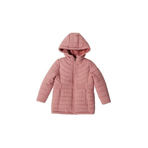 BEARPAW Girls Pink Fuzzy Sherpa Lined Coat with Hood