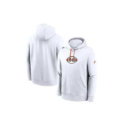 Nike Mens White Cleveland Browns 2023 Sideline Club Alternate Tri-Blend Pullover Hoodie