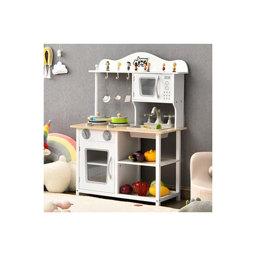 SUGIFT Wooden Pretend Play Kitchen Set for Kids with Accessories and Sink
