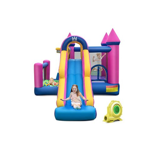 SUGIFT 7-in-1 Kids Inflatable Bounce House with Long Slide and 735W Blower