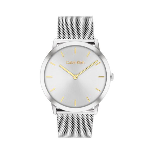 Calvin Klein Womens Exceptional Silver-Tone Stainless Steel Mesh Bracelet Watch 37mm