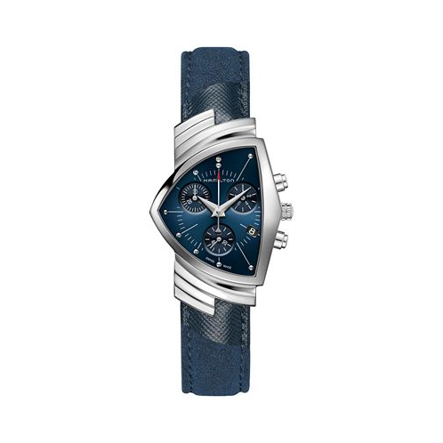 Hamilton Womens Swiss Chronograph Ventura Blue Textile Strap Watch 32x50mm