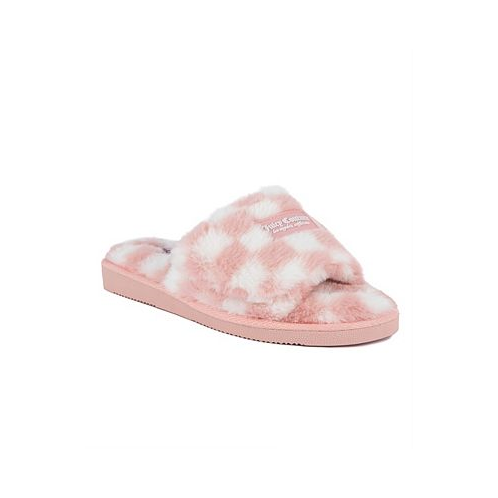 Juicy Couture Womens Hiero Slip-On Checkered Slippers