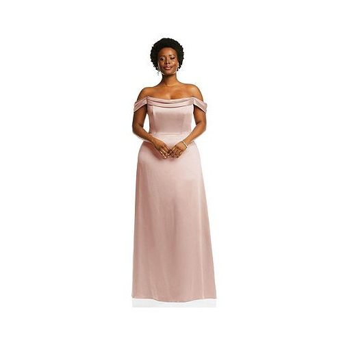 Dessy Collection Plus Size Draped Pleat Off-the-Shoulder Maxi Dress