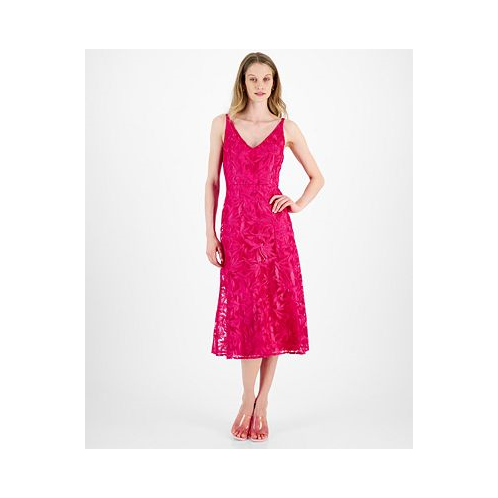 Sam Edelman Womens Leafy Embroidery V-Neck Sleeveless Dress