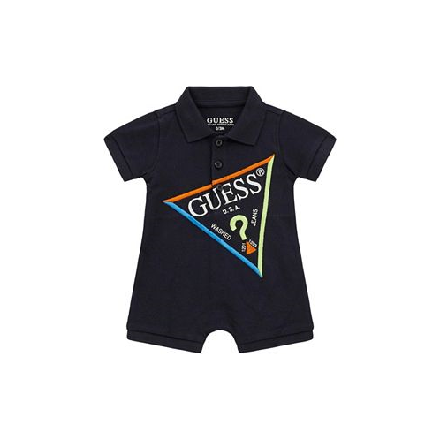GUESS Baby Boys Stretch Pique Triangle Logo Romper
