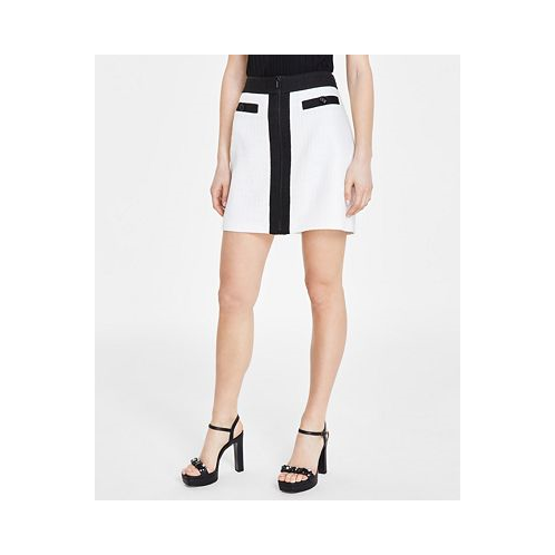 Karl Lagerfeld Womens Colorblock Tweed Mini Skirt