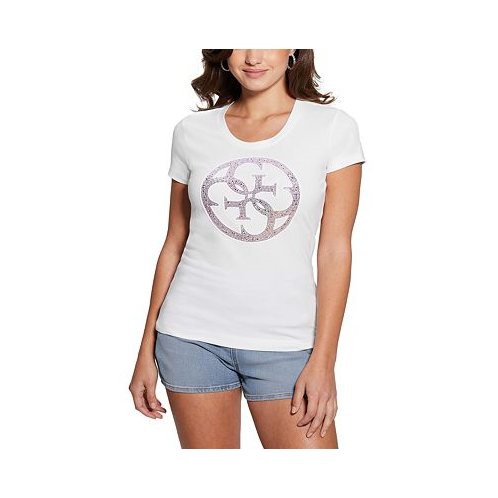 GUESS Womens Embellished 4G Interlock Logo T-Shirt