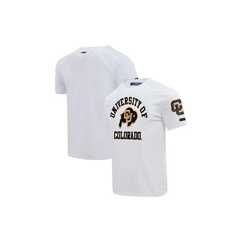 Pro Standard Mens White Distressed Colorado Buffaloes Classic Stacked Logo T-shirt