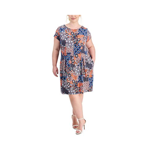 Connected Plus Size Printed Fit & Flare Dress