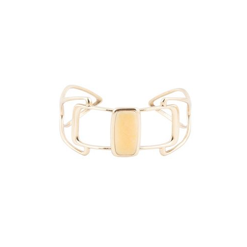 Barse Luster Genuine Yellow Agate Rectangle Cuff Bracelet