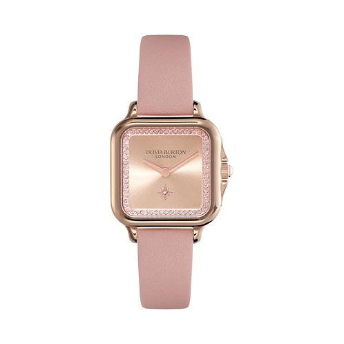 Olivia Burton Womens Grosvenor Mellow Rose Leather Watch 28mm