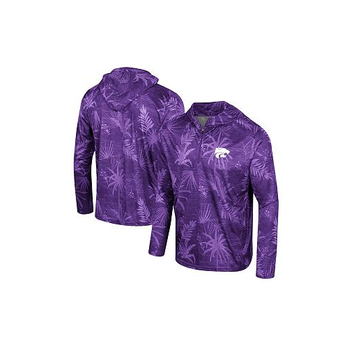 Colosseum Mens Purple Clemson Tigers Palms Printed Lightweight Quarter-Zip Hooded Top