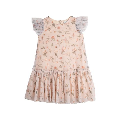 Rare Editions Little Girls Embroidered Sequin Mesh Dress