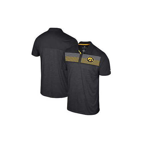 Colosseum Mens Black Iowa Hawkeyes Langmore Polo Shirt