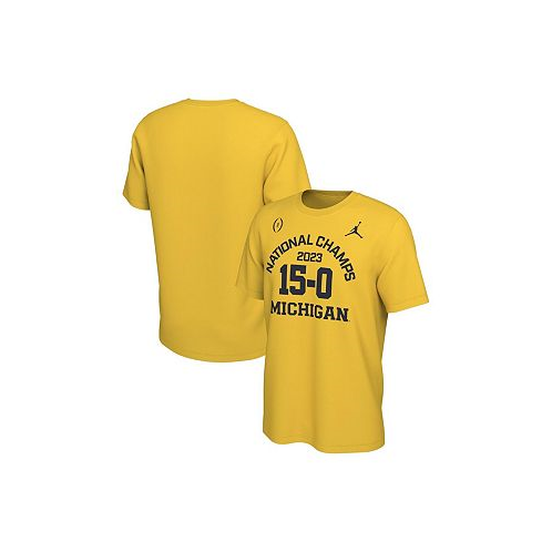 Jordan Mens Maize Michigan Wolverines College Football Playoff 2023 National Champions 15-0 T-shirt