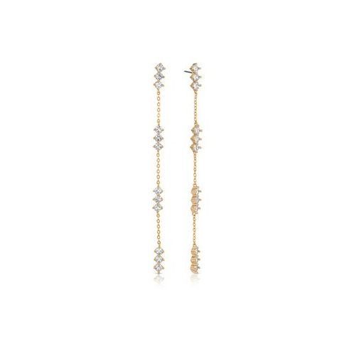 ETTIKA Linear Crystal 18k Gold Plated Drop Earrings