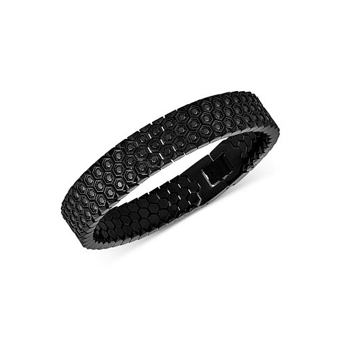 Esquire Mens Jewelry Black Spinel Honeycomb Link Bracelet (5-3/8 ct. t.w.) in Black Ion-Plated Stainless Steel