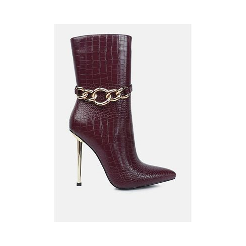 London Rag Nicole croc patterned high heeled boots