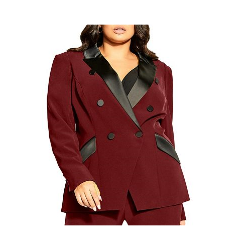 CITY CHIC Plus Size Tuxe Luxe Padded Shoulder Jacket