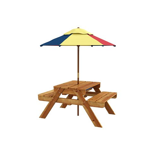 Outsunny 3 in 1 Kids Sand and Water Activity Table W/ Foldable Umbrella