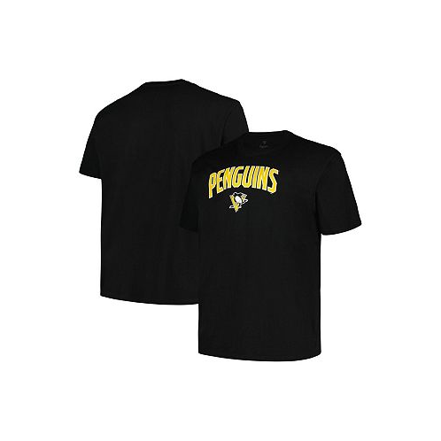 Profile Mens Black Pittsburgh Penguins Big and Tall Arch Over Logo T-shirt